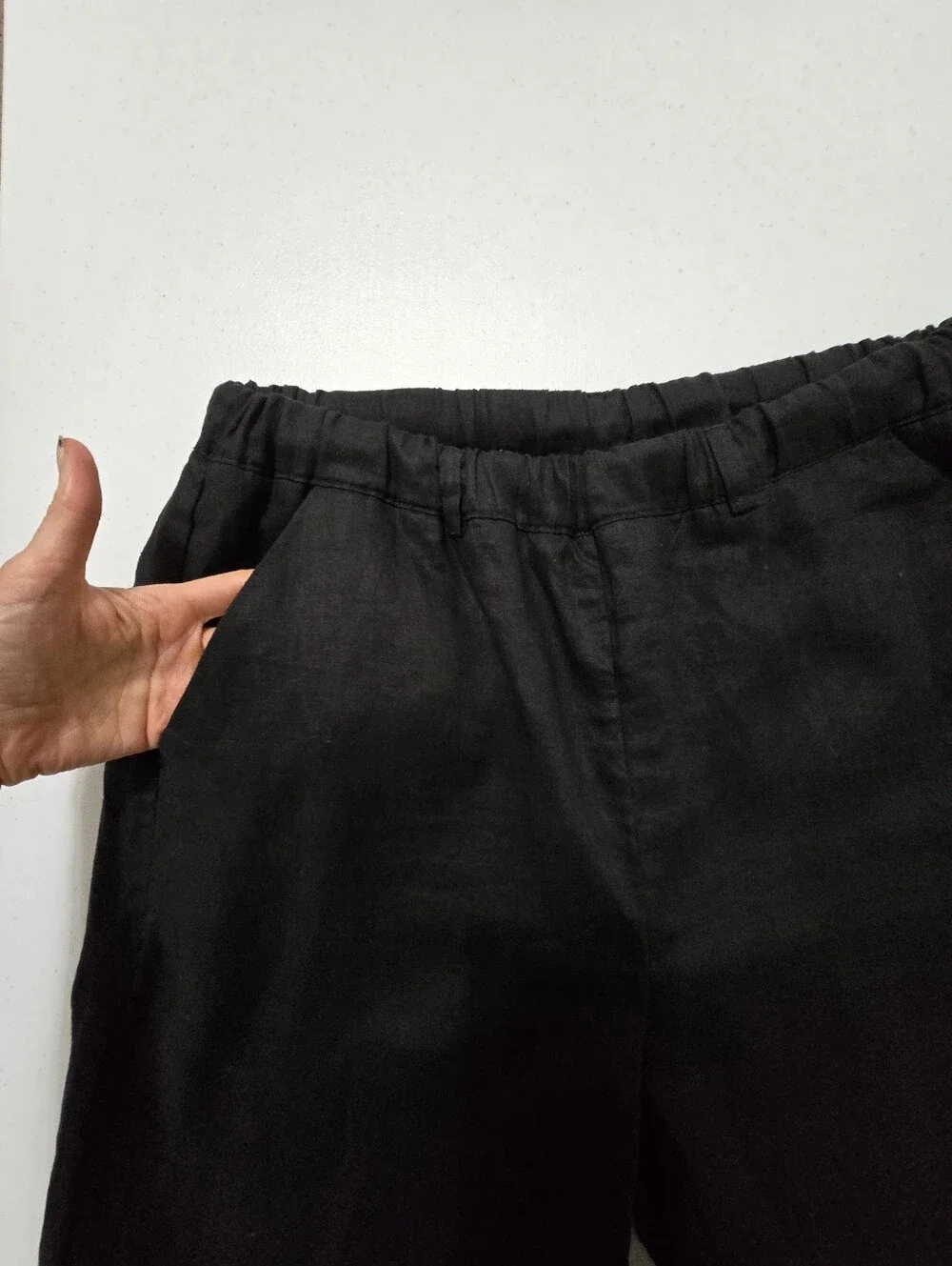 Quince European Linen Pants Womens Small Black Wide Leg Relaxed Pull On